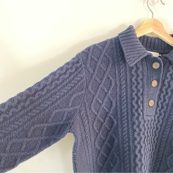 Demylee New York Cableknit Navy Blue Sweater 100% Wool - M - Picture 8 of 13